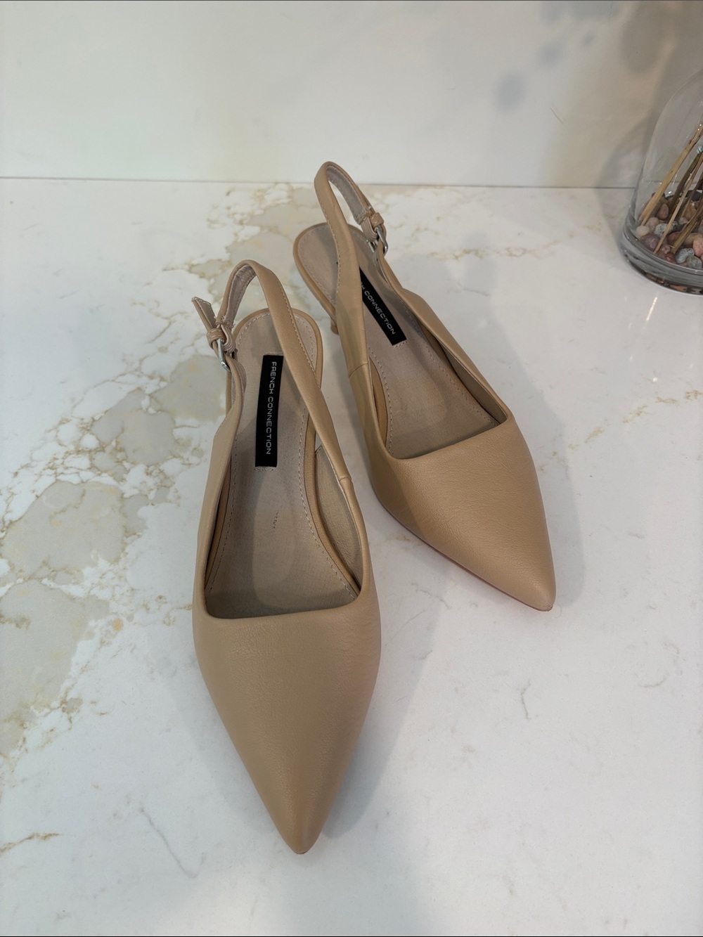 French Connection Nude Pointed Slingback Pumps
